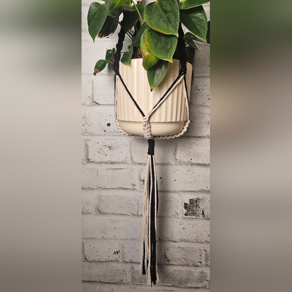 6 Cream Macrame Plant Hanger - Picture 12 of 16